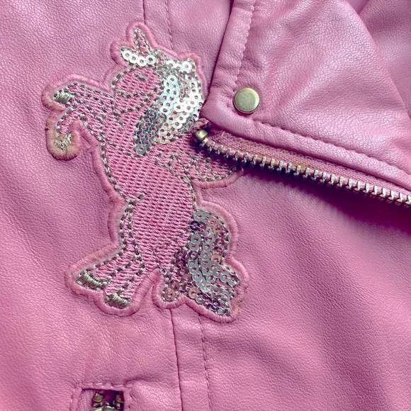 365 KIDS GARANIMALS Pink Faux Leather Unicorn Jacket - Picture 6 of 6